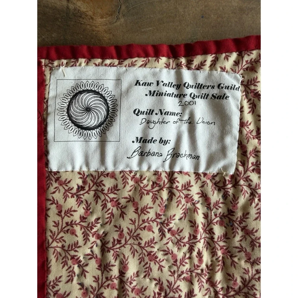 Vintage Patriotic Flag & Stars Primitive Handmade DAUGHTER OF THE UNION 16x18